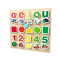 3in1 Wooden Montessori Educational Board (vowels, Numbers, Shapes) large 12x12 inches