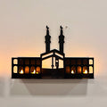 3D Islamic Wooden Shelves – Khana Kaba & Roza Rasool (SAW) Design with 4 LED Candles