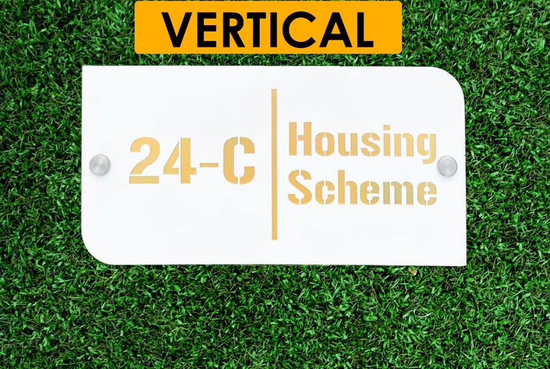 Customize Outdoor House Numbers Plate ( White with Golden )